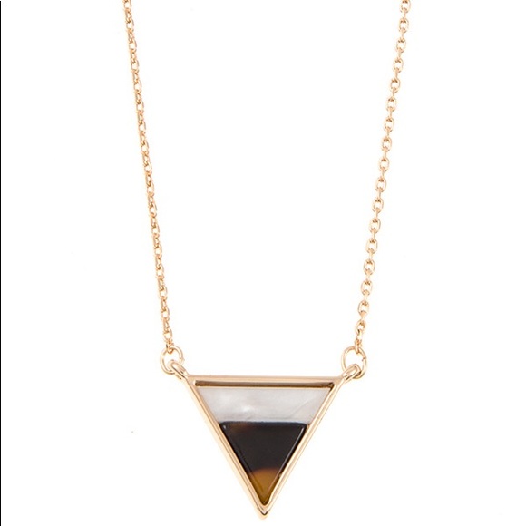 Gold & Tortoise Triangle Geometric Stone Necklace - Picture 4 of 4